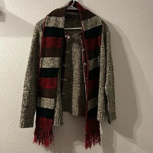 Erika Multicolor Sweater Cardigan with Scarf